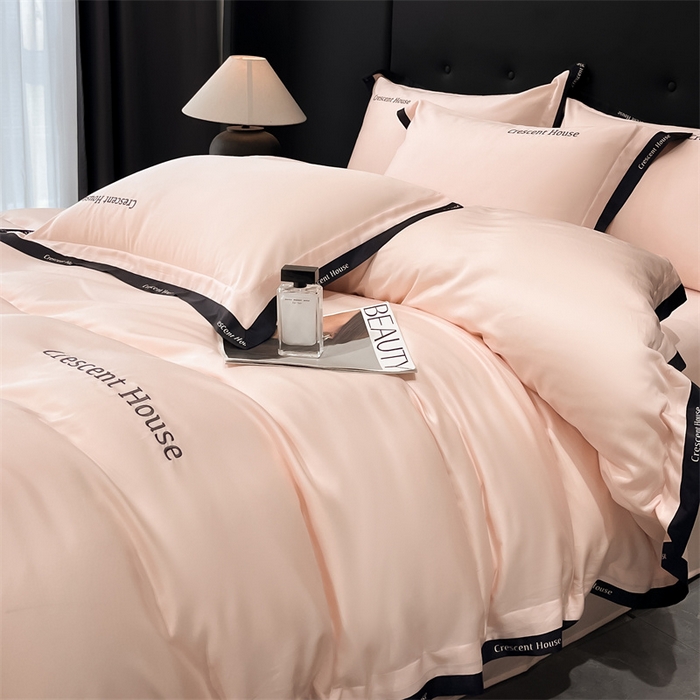 91家纺网 家纺一手货源 找家纺 笙意家纺 2025新款轻奢时尚水洗冰丝四件套-奥芬系列 奥芬-奶油粉