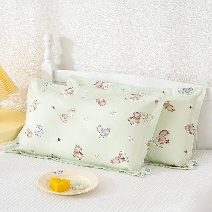 91家纺网 家纺一手货源 找家纺 良佐生活 2025新款A类高支高密全棉压线儿童枕套纯棉学生枕头套 马里奥