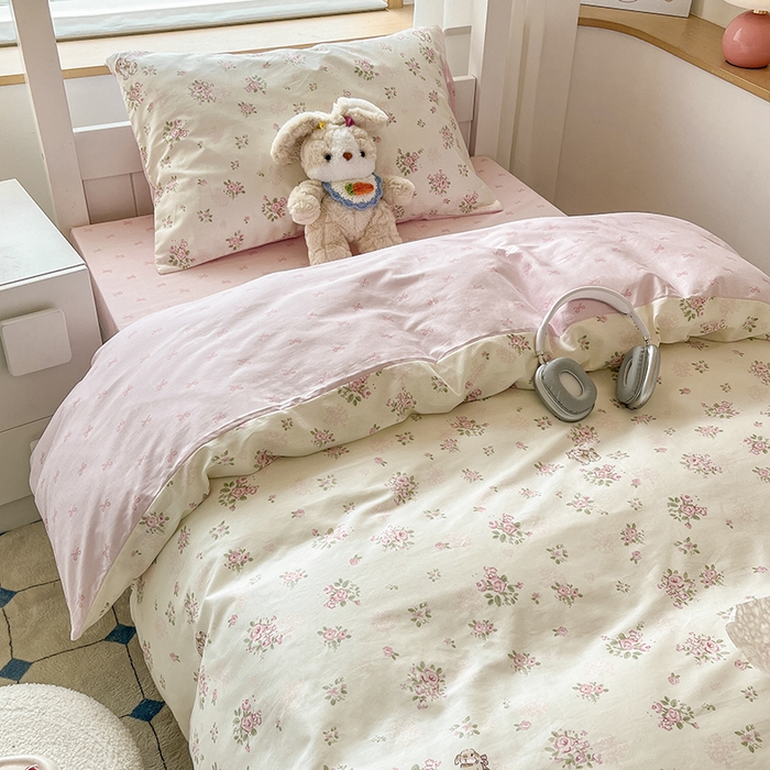 91家纺网 家纺一手货源 找家纺 慕尚家纺 2025新款全棉印花学生三件套套件 铃兰花