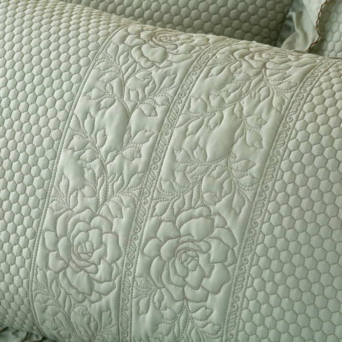 91家纺网 家纺一手货源 找家纺 OL家纺2025新款天丝床盖三件套系列-牡丹 沙滩灰