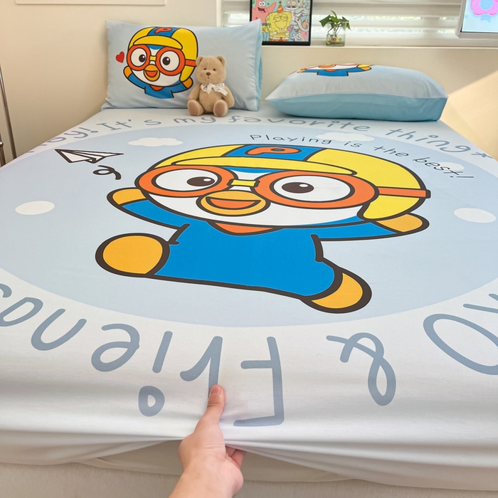 91家纺网 家纺一手货源 找家纺 金爱家 2025新款全棉大版单品波乐乐床笠 棉单品波乐乐-奔跑乐乐