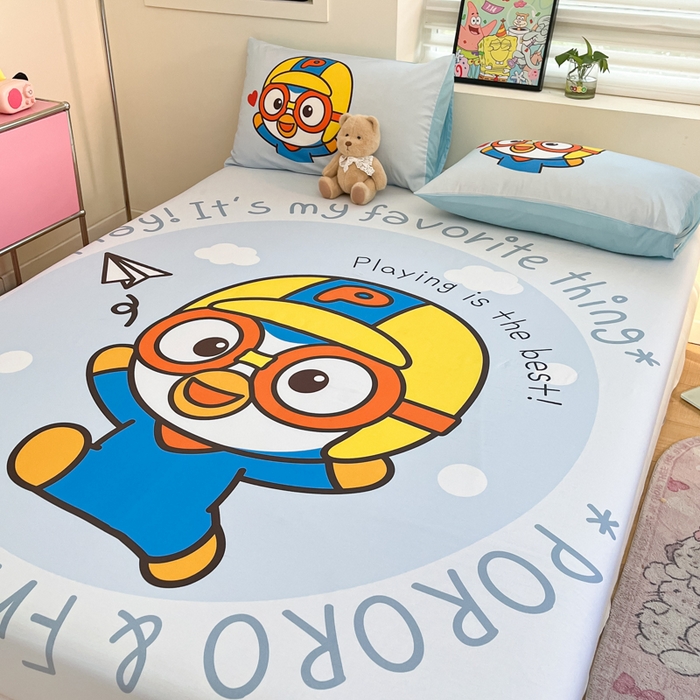 91家纺网 家纺一手货源 找家纺 金爱家 2025新款全棉大版单品波乐乐床笠 棉单品波乐乐-奔跑乐乐