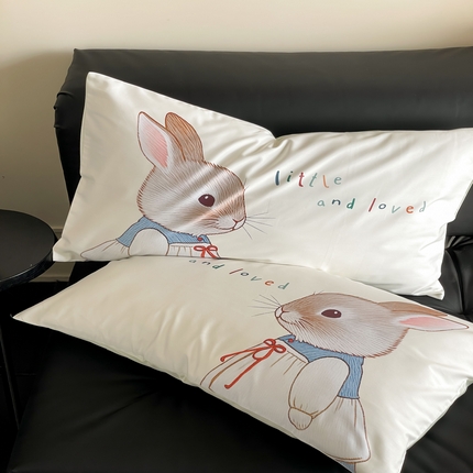 91家纺网 家纺一手货源 找家纺 FORTWO家纺 50支全棉长绒棉卡通印花枕套-一对 椰椰兔枕套