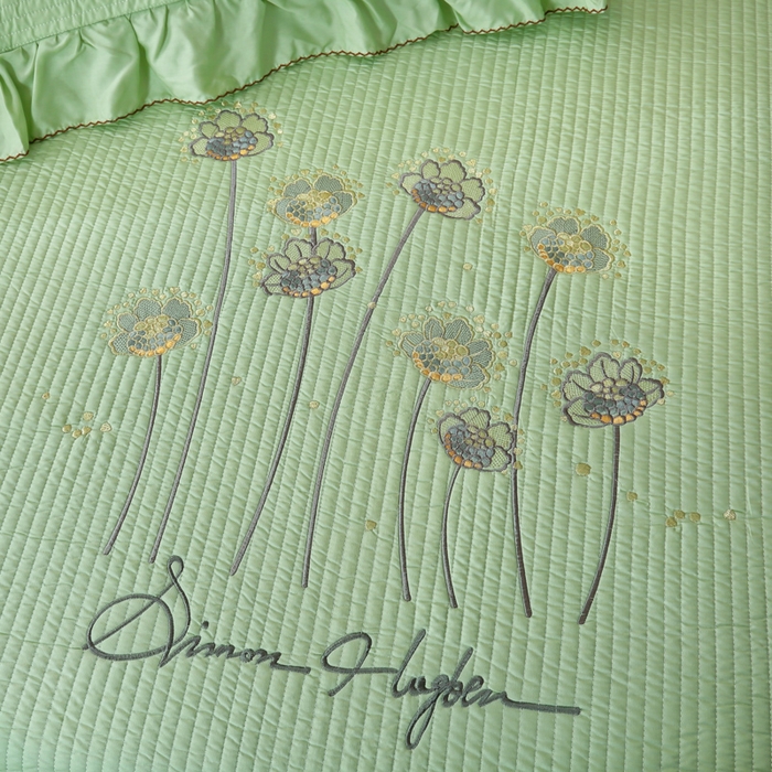 91家纺网 家纺一手货源 找家纺 OL家纺2025新款天丝床盖三件套系列-蒲公英 苹果绿