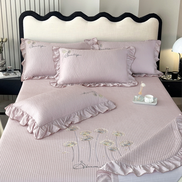 91家纺网 家纺一手货源 找家纺 OL家纺2025新款天丝床盖三件套系列-蒲公英 芋头紫