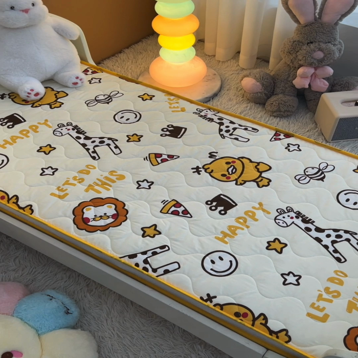 91家纺网 家纺一手货源 找家纺 嗨生活 2025年新款加厚立体全棉棉花床垫 幼儿园床垫 床褥 儿童床垫 动物园