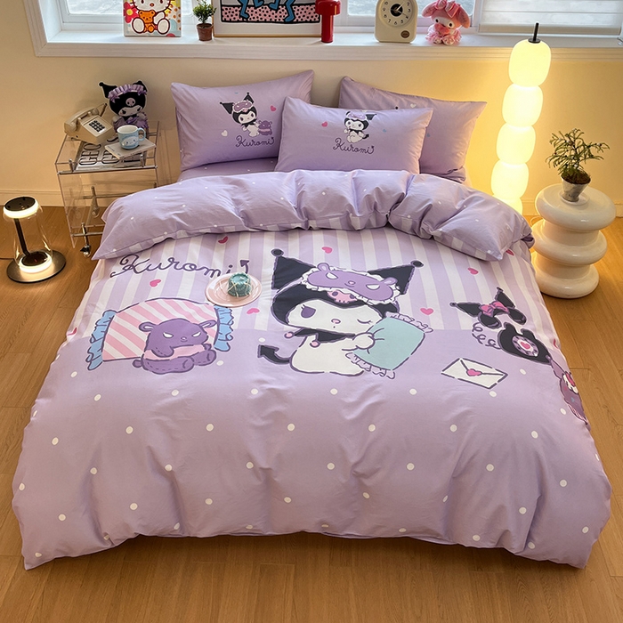 91家纺网 家纺一手货源 找家纺 蓝邻家纺 2025新款全棉大版三丽鸥四件套系列 糖果