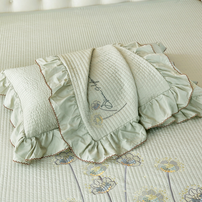 91家纺网 家纺一手货源 找家纺 OL家纺2025新款天丝床盖三件套系列-蒲公英 沙滩灰