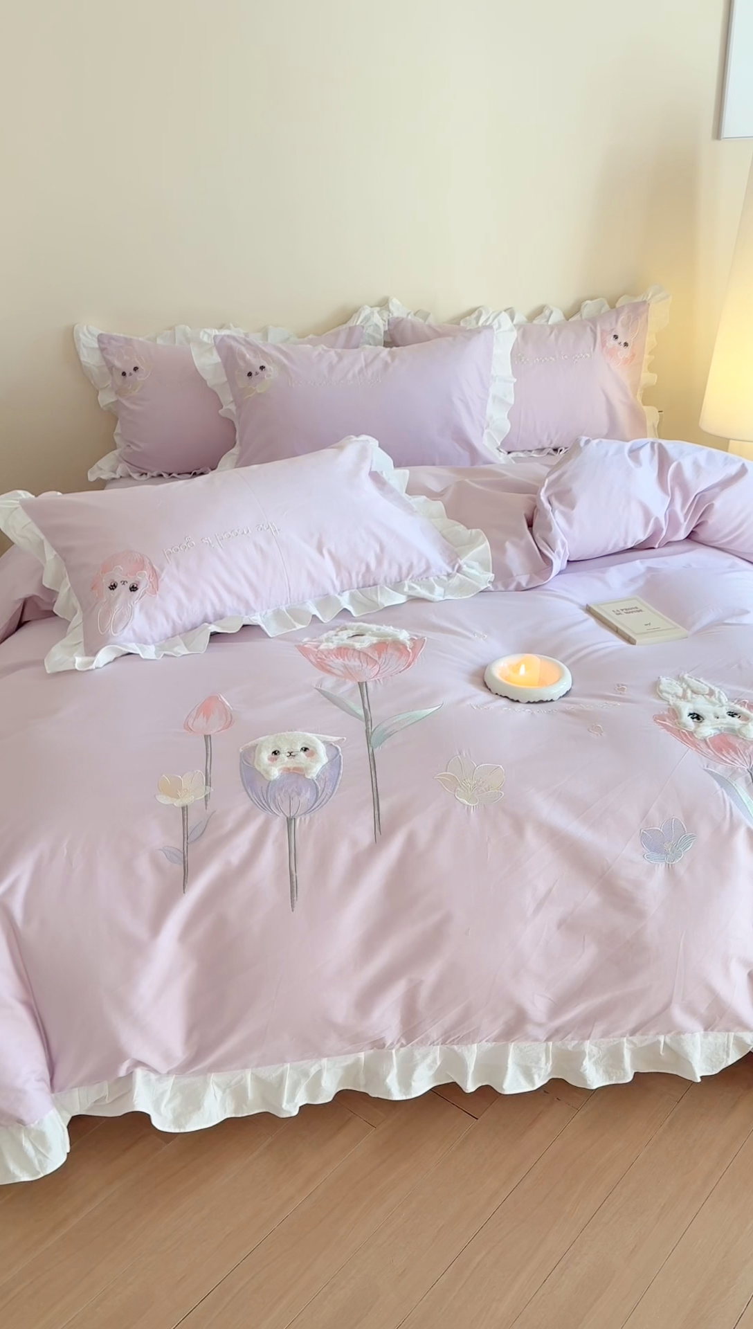 91家纺网 家纺一手货源 找家纺 （总）蜜柚2025花边款贴布郁金香小兔