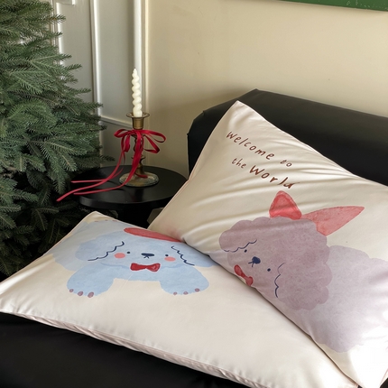 91家纺网 家纺一手货源 找家纺 FORTWO家纺 50支全棉长绒棉卡通印花枕套-一对 小狗日记枕套