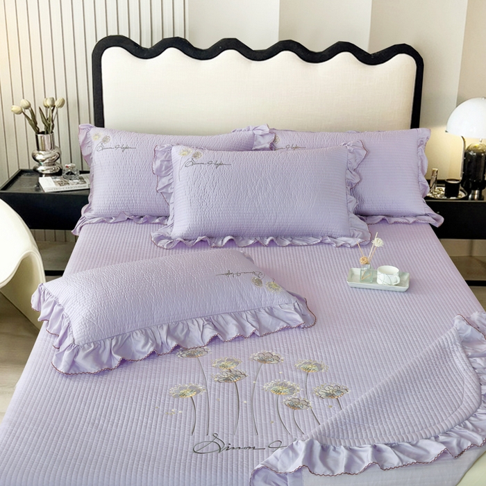 91家纺网 家纺一手货源 找家纺 OL家纺2025新款天丝床盖三件套系列-蒲公英 薰衣紫
