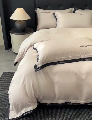 91家纺网 家纺一手货源 找家纺 笙意家纺 2025新款轻奢时尚水洗冰丝四件套-奥芬系列 奥芬-山灰