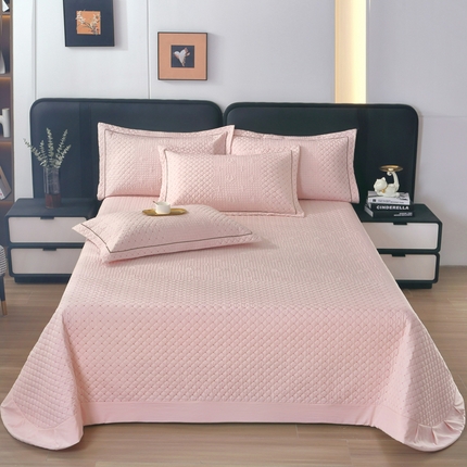 OL家纺2025新款玉锦缎纯色床盖三件套-巴格莉 浅玉