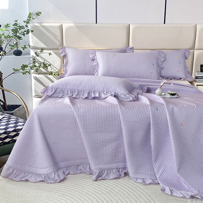 91家纺网 家纺一手货源 找家纺 OL家纺2025新款天丝床盖三件套系列-清新交响曲 薰衣紫