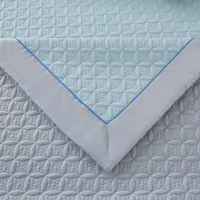 91家纺网 家纺一手货源 找家纺 OL家纺2025新款凉感丝夏被床盖款三件套 天空蓝