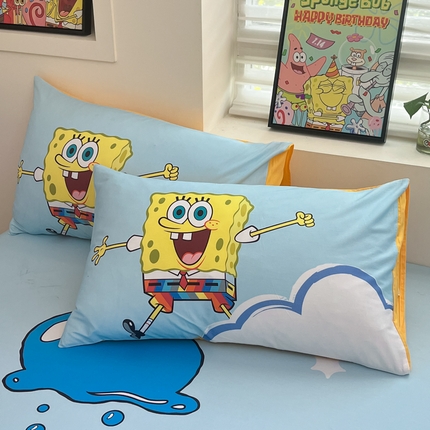 金爱家2025新款全棉大版单品-床笠 棉单品-泡泡海绵宝宝