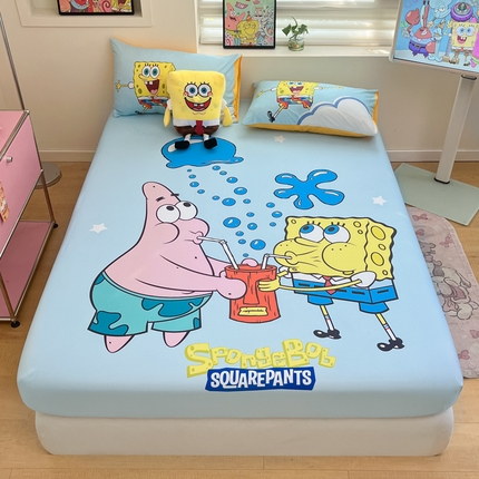 91家纺网 家纺一手货源 找家纺 金爱家2025新款全棉大版单品-床笠 棉单品-泡泡海绵宝宝