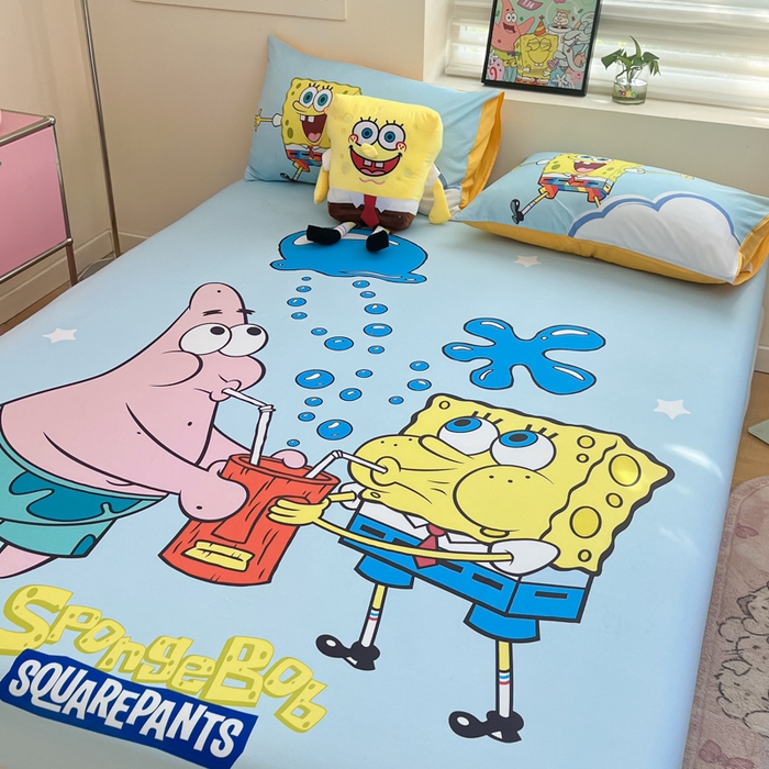 91家纺网 家纺一手货源 找家纺 金爱家2025新款全棉大版单品-床笠 棉单品-泡泡海绵宝宝