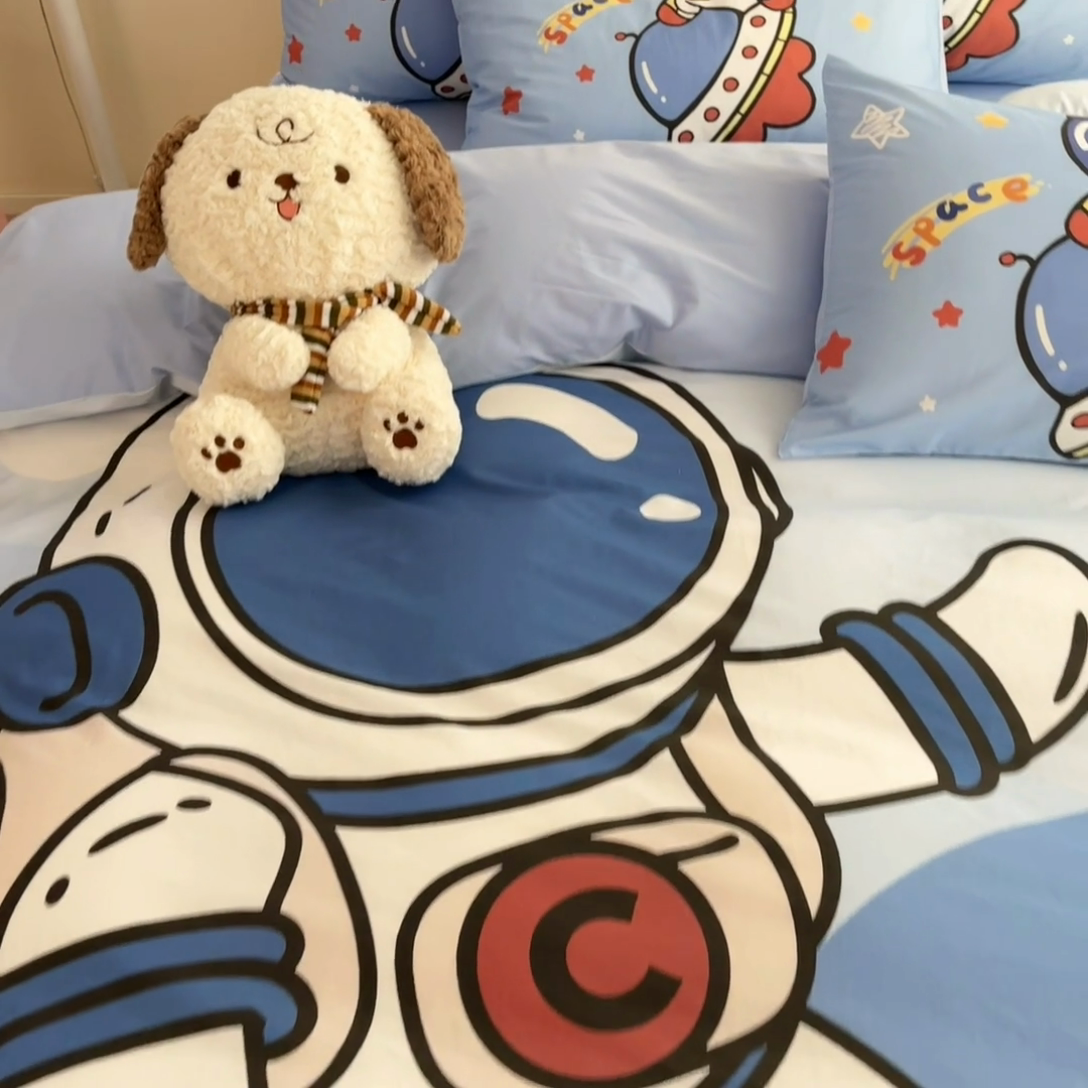 91家纺网 家纺一手货源 找家纺 （总）金爱家 2025新款太空人纯棉四件套