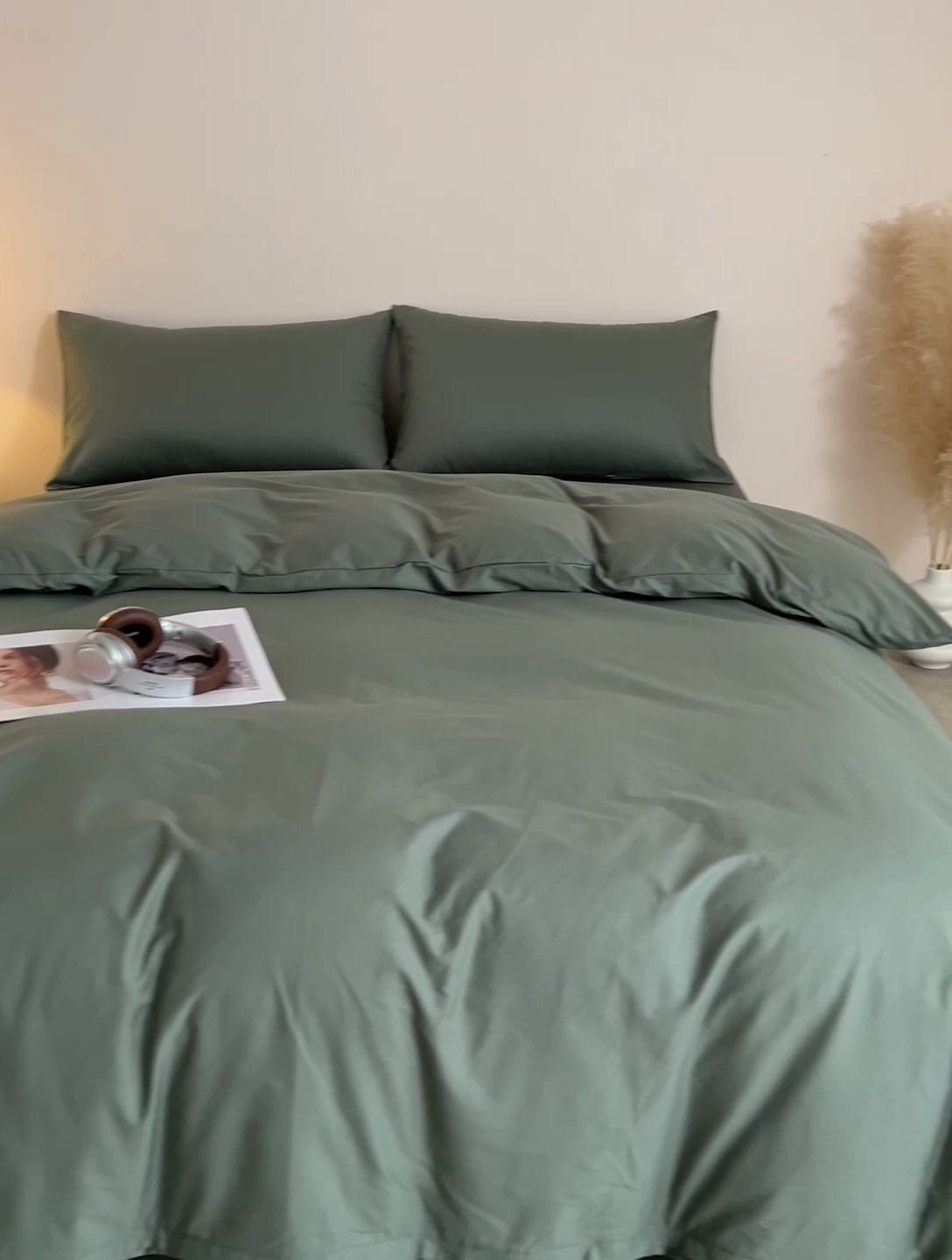 91家纺网 家纺一手货源 找家纺 泽西家纺2025新款A类全棉双拼纯色纯棉单被套 军绿