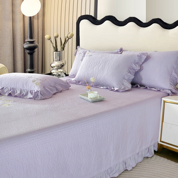 91家纺网 家纺一手货源 找家纺 OL家纺2025新款天丝床盖三件套系列-蒲公英 薰衣紫