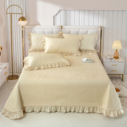 OL家纺2025新款天丝床盖三件套系列-牡丹 奶茶驼