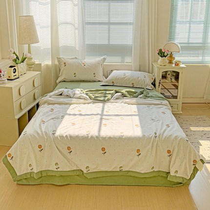 91家纺网 家纺一手货源 找家纺 （总）佳轩家纺 2025新款针织双层纱夏被四件套夏凉被