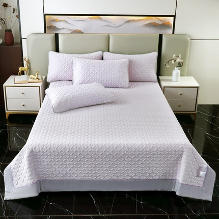 91家纺网 家纺一手货源 找家纺 OL家纺2025新款凉感丝夏被床盖款三件套 丁香紫