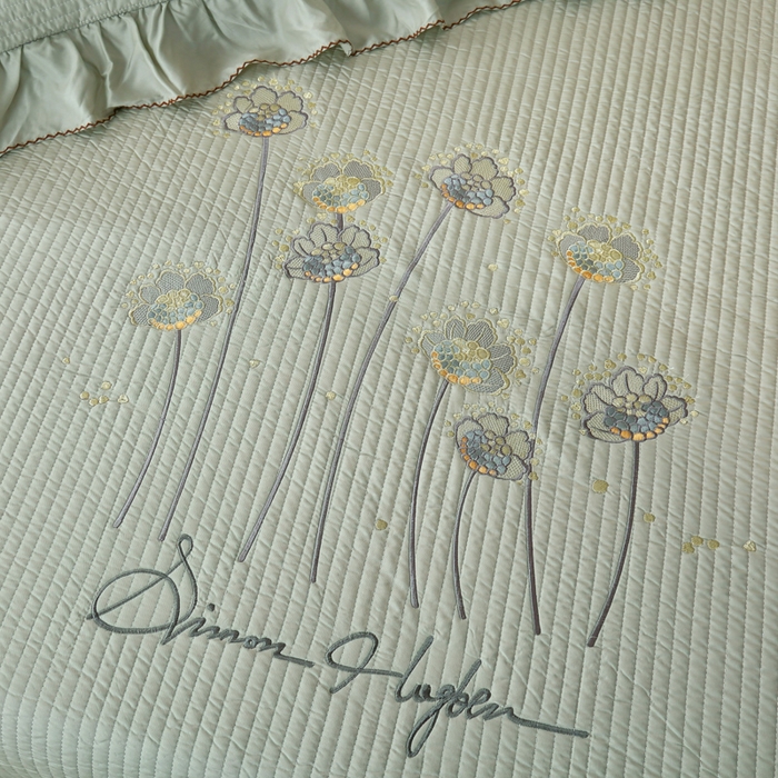 91家纺网 家纺一手货源 找家纺 OL家纺2025新款天丝床盖三件套系列-蒲公英 沙滩灰