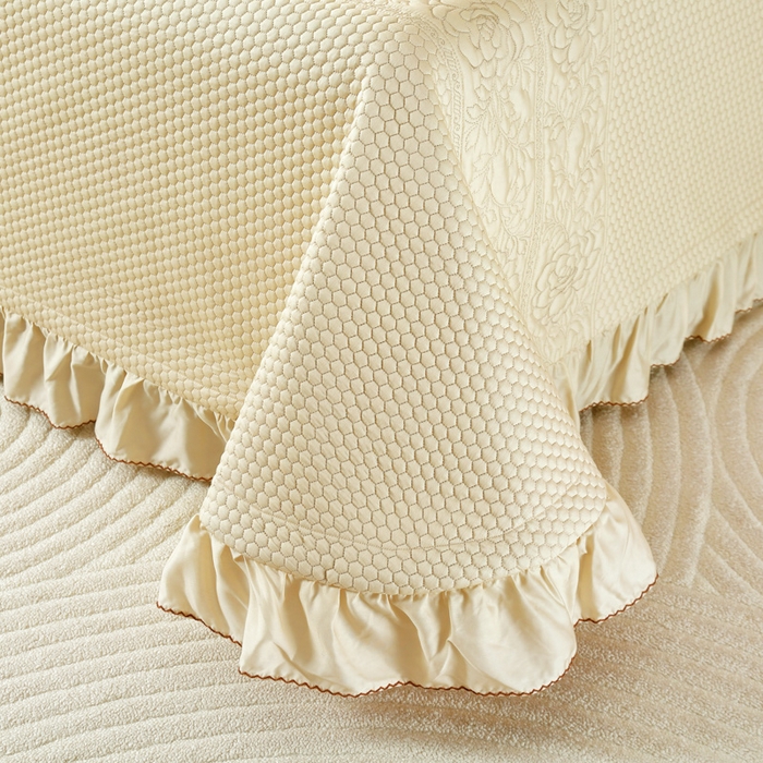 91家纺网 家纺一手货源 找家纺 OL家纺2025新款天丝床盖三件套系列-牡丹 奶茶驼