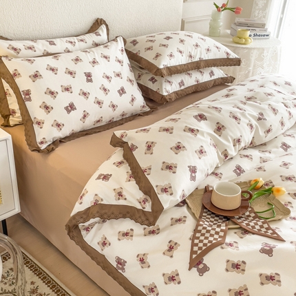 91家纺网 家纺一手货源 找家纺 （总）KA家纺 2025新款13372复古全棉花边四件套