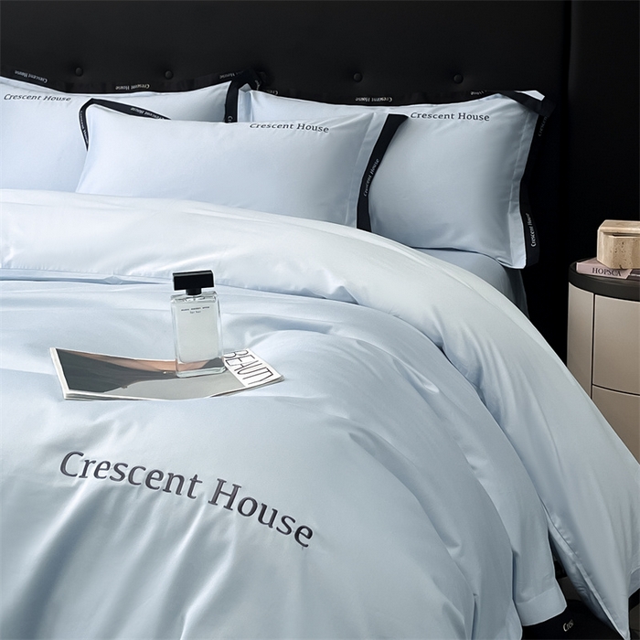 91家纺网 家纺一手货源 找家纺 笙意家纺 2025新款轻奢时尚水洗冰丝四件套-奥芬系列 奥芬-天空蓝