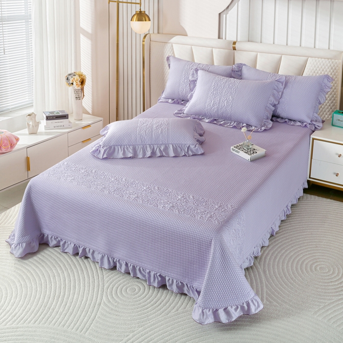 91家纺网 家纺一手货源 找家纺 OL家纺2025新款天丝床盖三件套系列-牡丹 薰衣紫