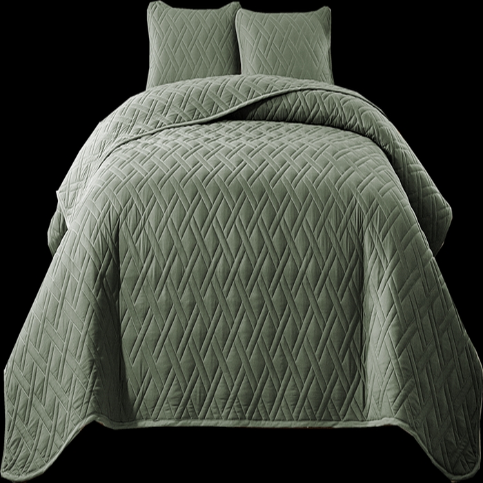 91家纺网 家纺一手货源 找家纺 温宁2025新款 跨境外贸专供直线格床盖 绿色