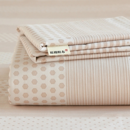 ME/ERA HOME寐时代 2025新款全棉老粗布床单款三件套 全棉条格-暖光-咖