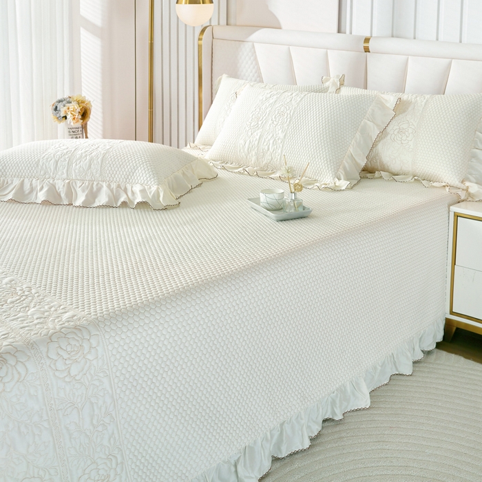 91家纺网 家纺一手货源 找家纺 OL家纺2025新款天丝床盖三件套系列-牡丹 孔白米