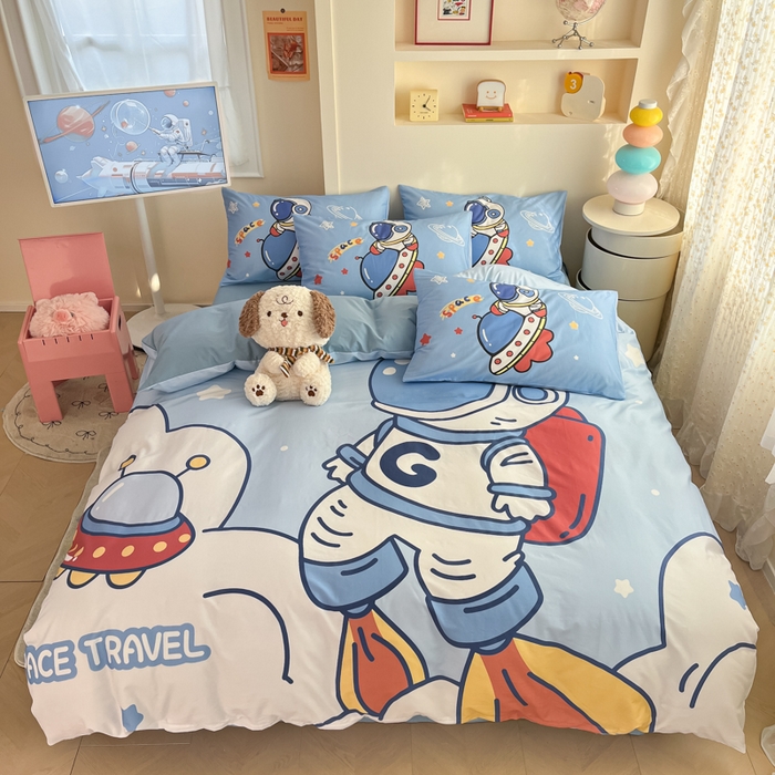 91家纺网 家纺一手货源 找家纺 （总）金爱家 2025新款太空人纯棉四件套