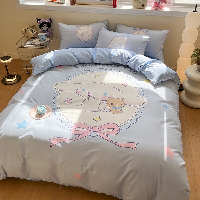 91家纺网 家纺一手货源 找家纺 蓝邻家纺 2025新款全棉大版三丽鸥四件套系列 大耳狗