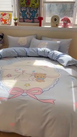 91家纺网 家纺一手货源 找家纺 蓝邻家纺 2025新款全棉大版三丽鸥四件套系列 大耳狗