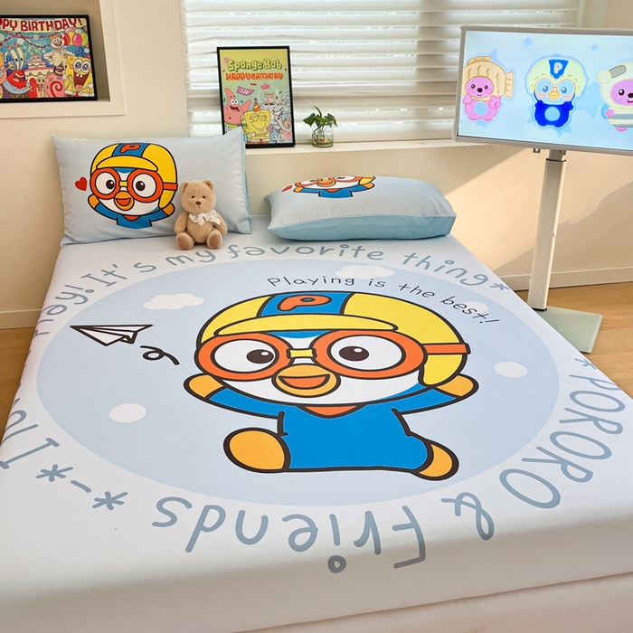 91家纺网 家纺一手货源 找家纺 金爱家 2025新款全棉大版单品波乐乐床笠 棉单品波乐乐-奔跑乐乐