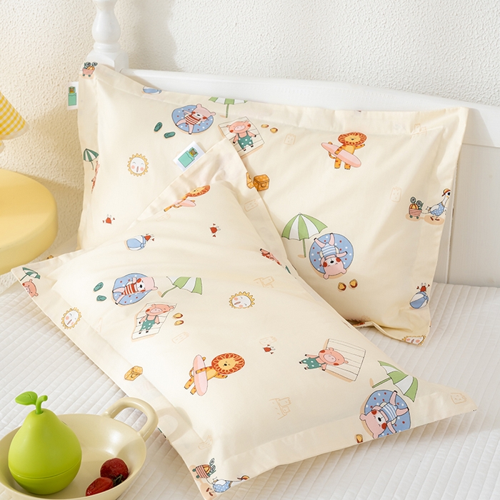 91家纺网 家纺一手货源 找家纺 良佐生活 2025新款A类高支高密全棉压线儿童枕套纯棉学生枕头套 小欢喜