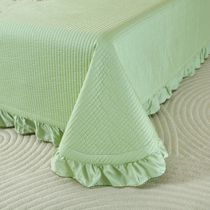 91家纺网 家纺一手货源 找家纺 OL家纺2025新款天丝床盖三件套系列-蒲公英 苹果绿