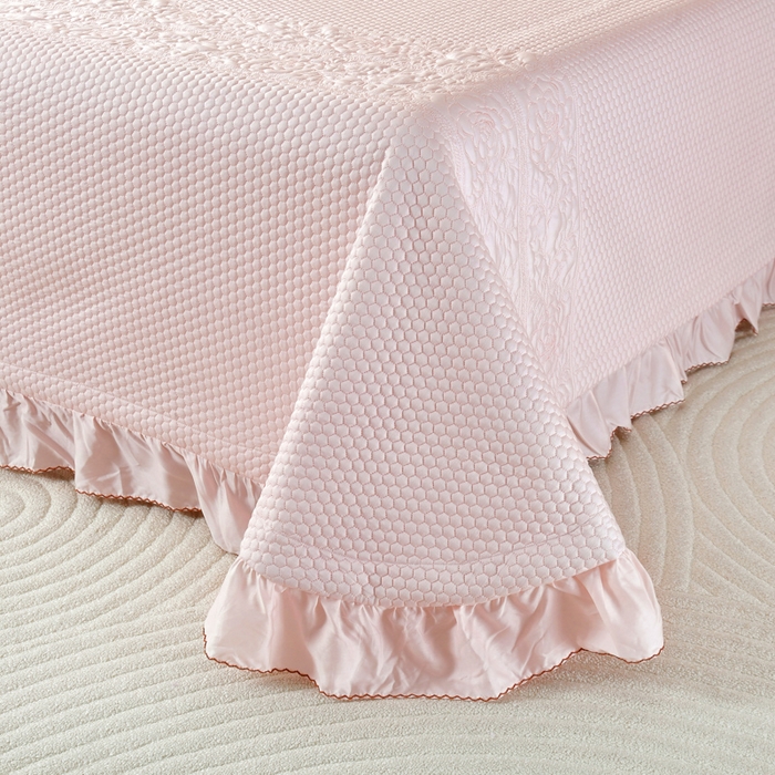 91家纺网 家纺一手货源 找家纺 OL家纺2025新款天丝床盖三件套系列-牡丹 肉桂粉