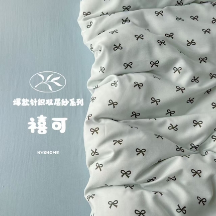 91家纺网 家纺一手货源 找家纺 暖伊家居 2025新款A类针织双层纱四件套 禧可