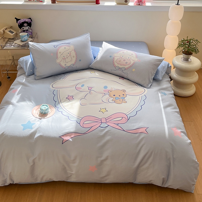 91家纺网 家纺一手货源 找家纺 蓝邻家纺 2025新款全棉大版三丽鸥四件套系列 大耳狗