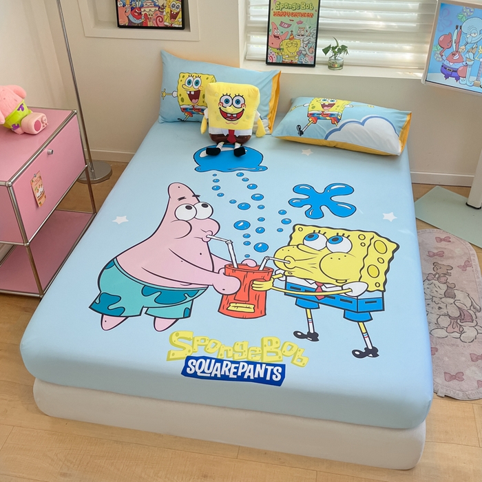 91家纺网 家纺一手货源 找家纺 金爱家2025新款全棉大版单品-床笠 棉单品-泡泡海绵宝宝