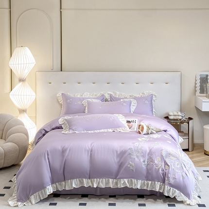 爱家（原缔乐家纺） 2025新款雪莲天丝四件套-幻蝶 幻蝶-梦幻紫