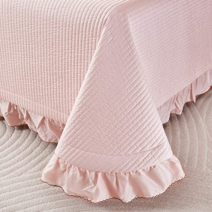 91家纺网 家纺一手货源 找家纺 OL家纺2025新款天丝床盖三件套系列-蒲公英 肉桂粉