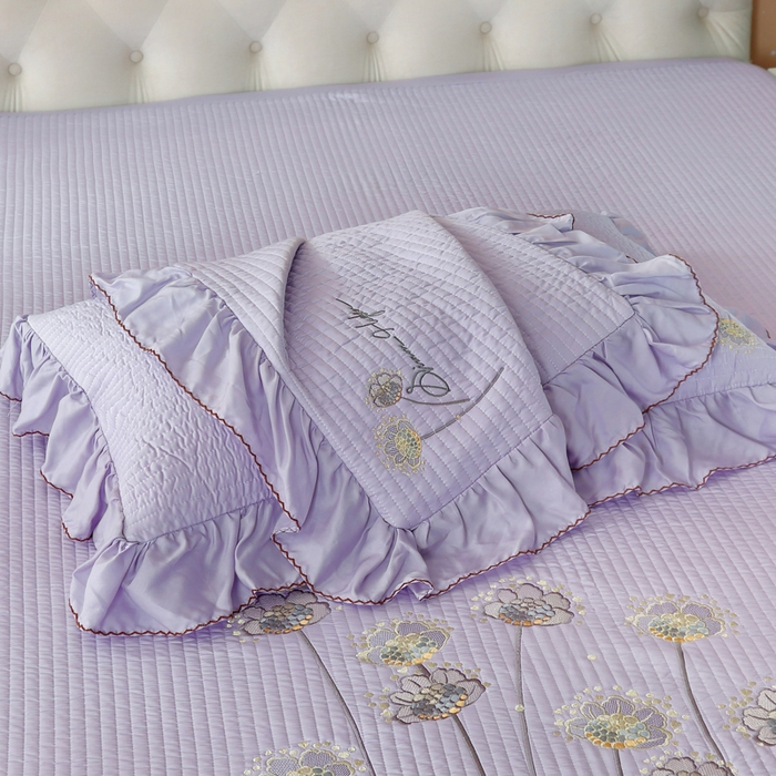 91家纺网 家纺一手货源 找家纺 OL家纺2025新款天丝床盖三件套系列-蒲公英 薰衣紫