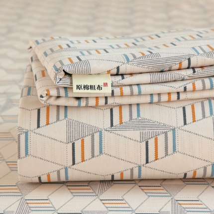 91家纺网 家纺一手货源 找家纺 ME/ERA HOME寐时代 2025新款全棉老粗布床单款三件套 全棉条格-朴雅